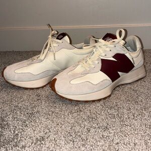 New Balance 327 Classic Burgundy and Cream Sneakers